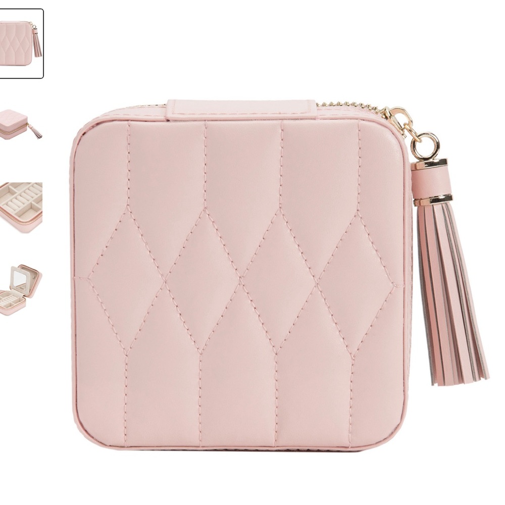 NEW WOLF 1834 Caroline Zip Travel Case Quilted Rose Quartz
